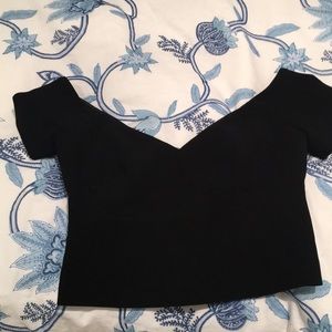 Cinq a sept zip off the shoulder crop top